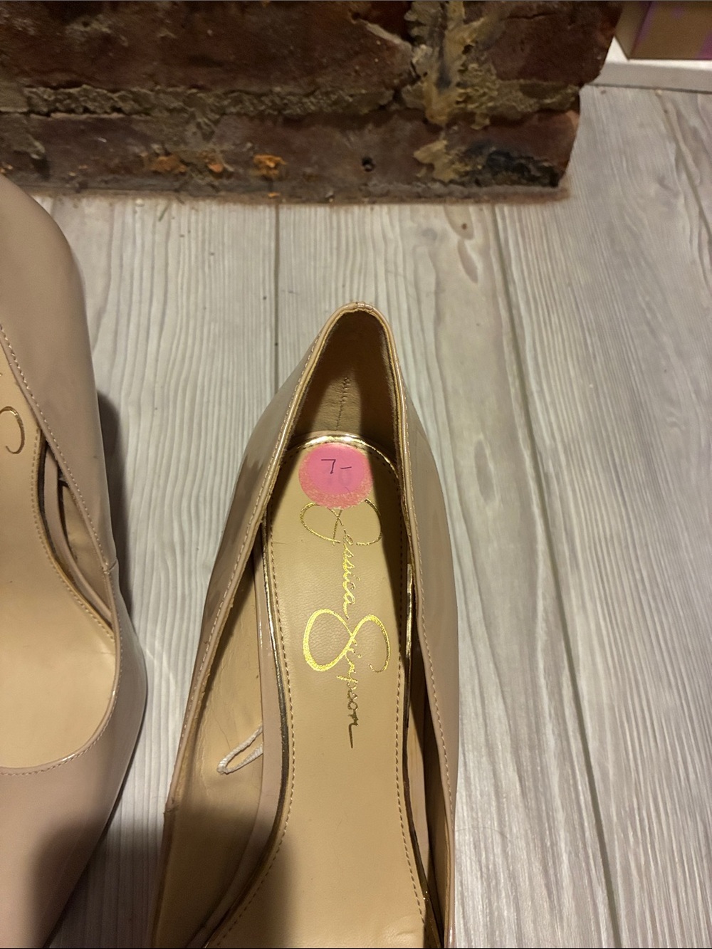 Jessica Simpson Nude Patent Pointed Toe Pumps - Picture 3 of 8